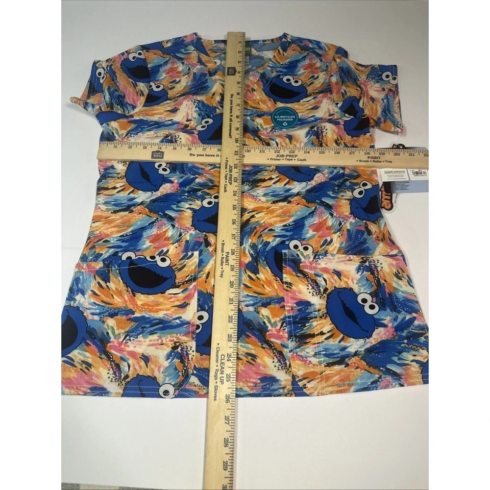 Cookie Monster Cherokee Scrub Top Tooniforms Sesame Street Medium TF738 SWFG New